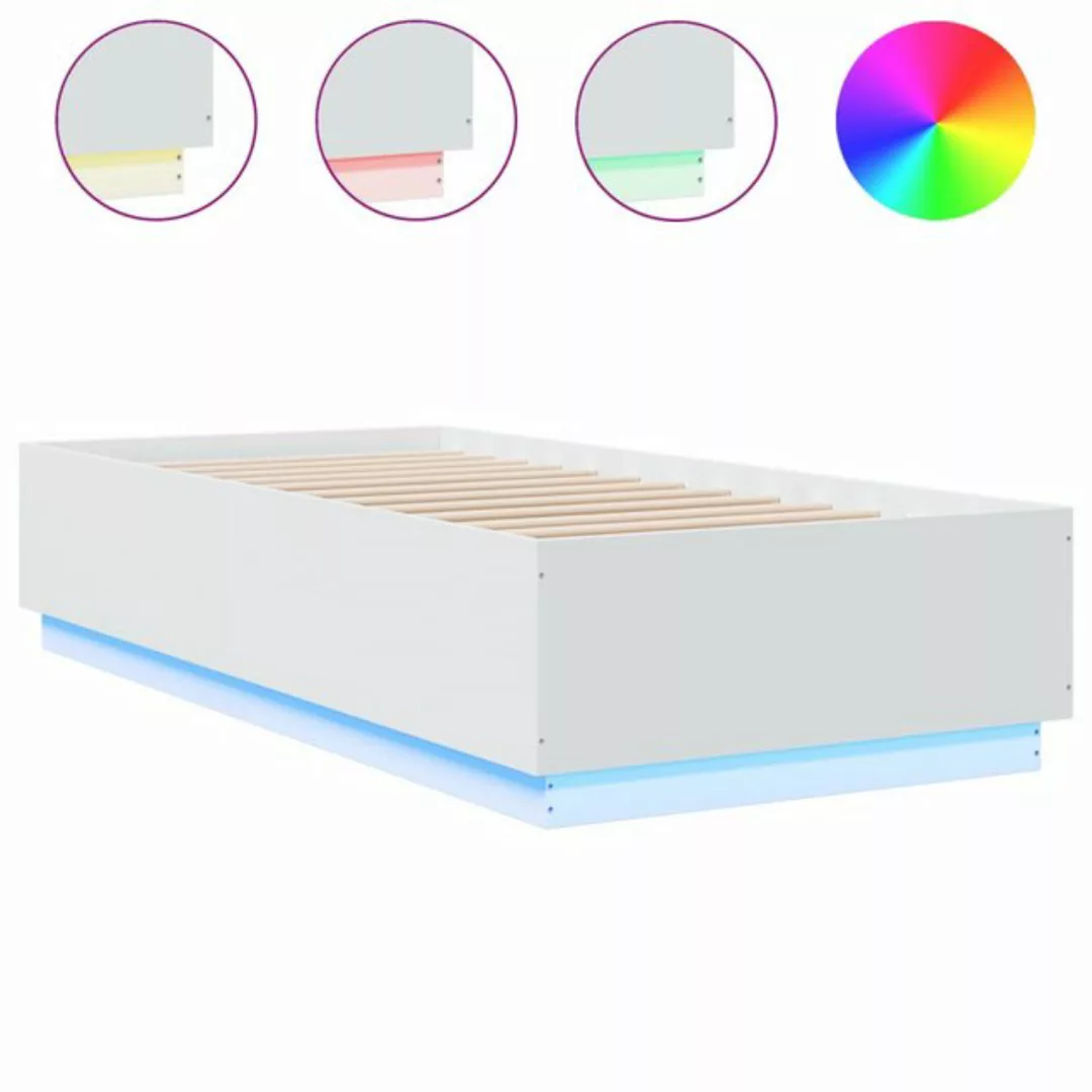 vidaXL Bettgestell Bettgestell mit LED Weiß 100x200 cm Spanplatte Bett Bett günstig online kaufen