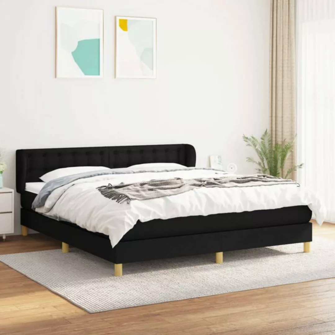 vidaXL Boxspringbett Boxspringbett mit Matratze Schwarz 160x200 cm Stoff Be günstig online kaufen