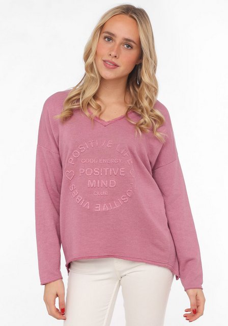 Zwillingsherz Sweatshirt Sweatshirt BW "Positive Mind" mit V-Ausschnitt und günstig online kaufen