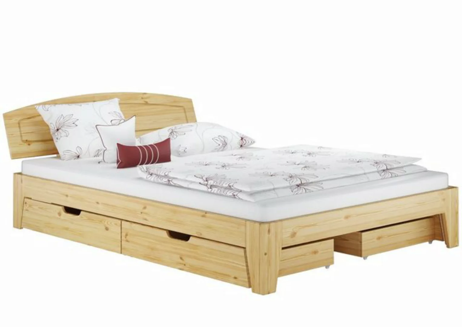 ERST-HOLZ Bett Doppelbett Echtholzbett 140x200 Kiefer massiv natur Zubehör günstig online kaufen