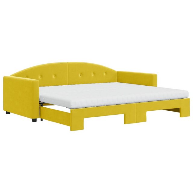 vidaXL Bett Tagesbett Ausziehbar mit Matratzen Gelb 90x200 cm Samt günstig online kaufen