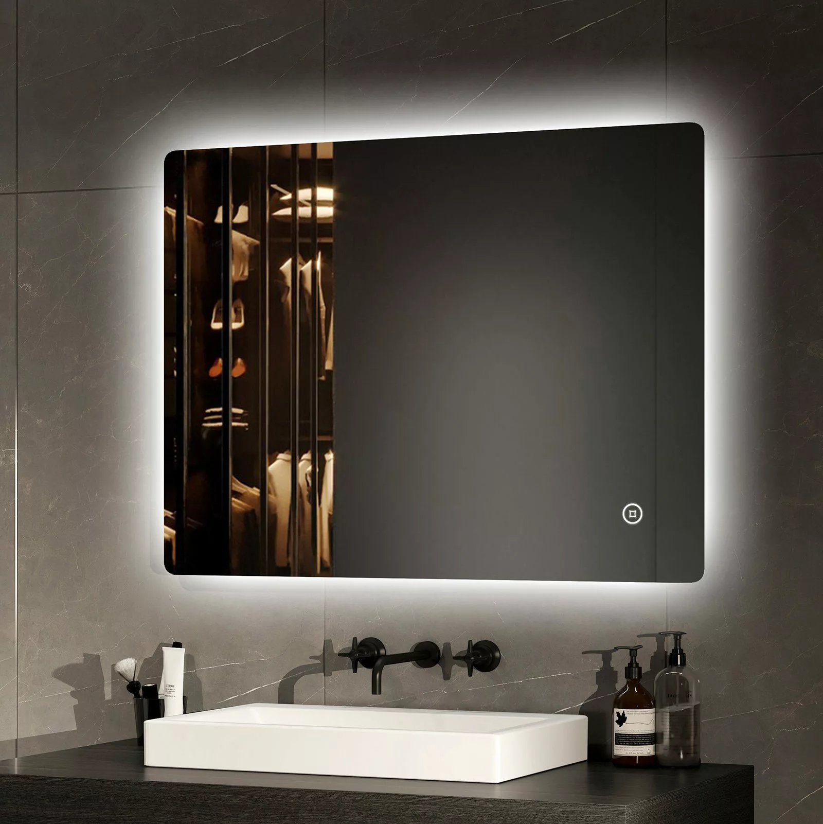 EMKE Badspiegel mit LED Beleuchtung Badezimmerspiegel günstig online kaufen