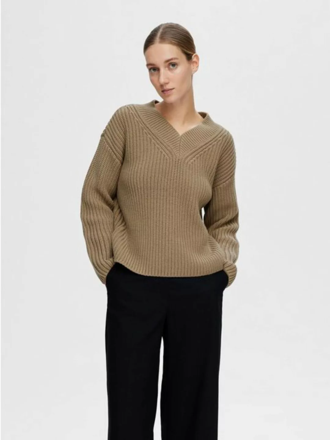 SELECTED FEMME Strickpullover Eleganter Grobstrick Pullover Lockerer Strukt günstig online kaufen