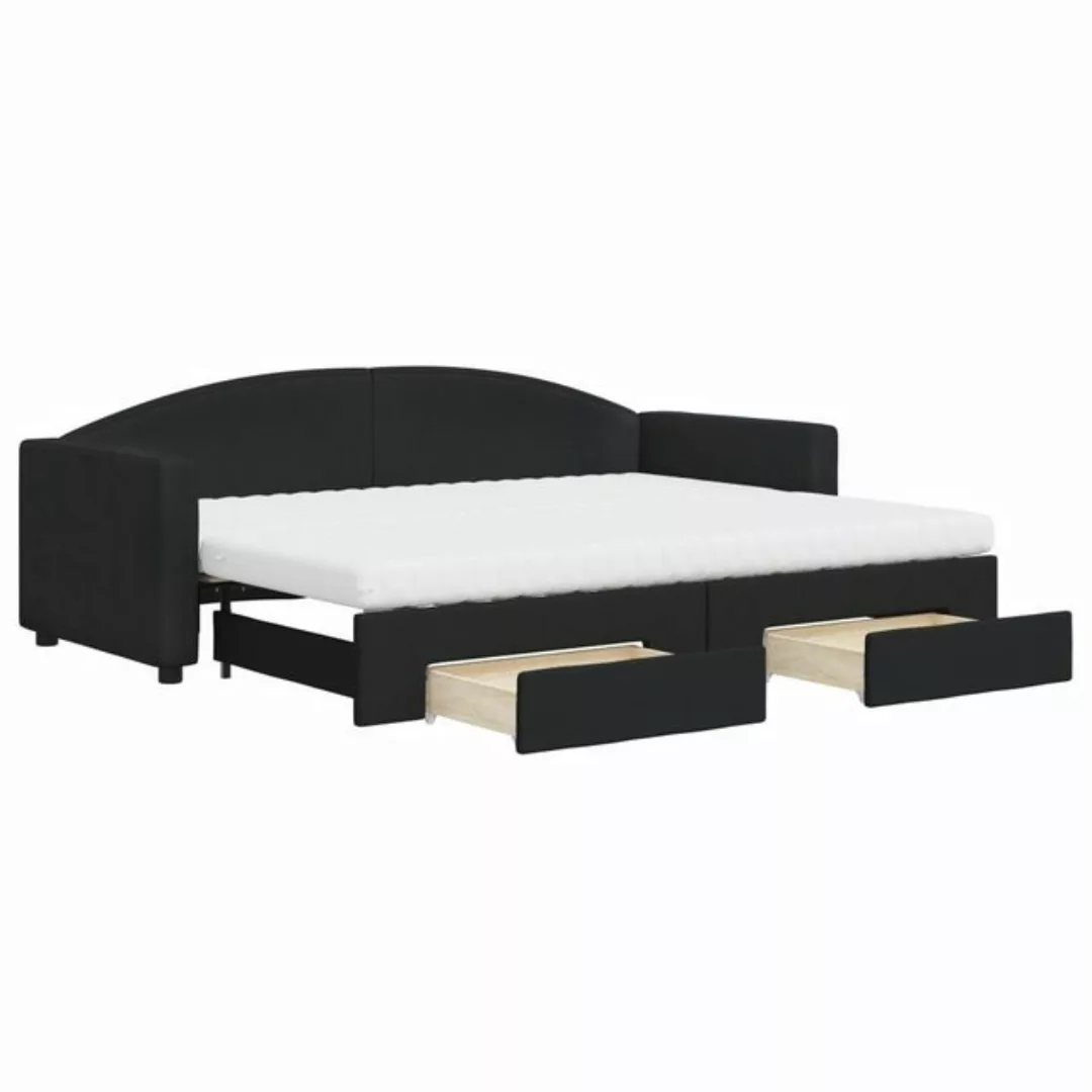 vidaXL Bett Tagesbett Ausziehbar mit Schubladen Schwarz 80x200 cm Stoff günstig online kaufen