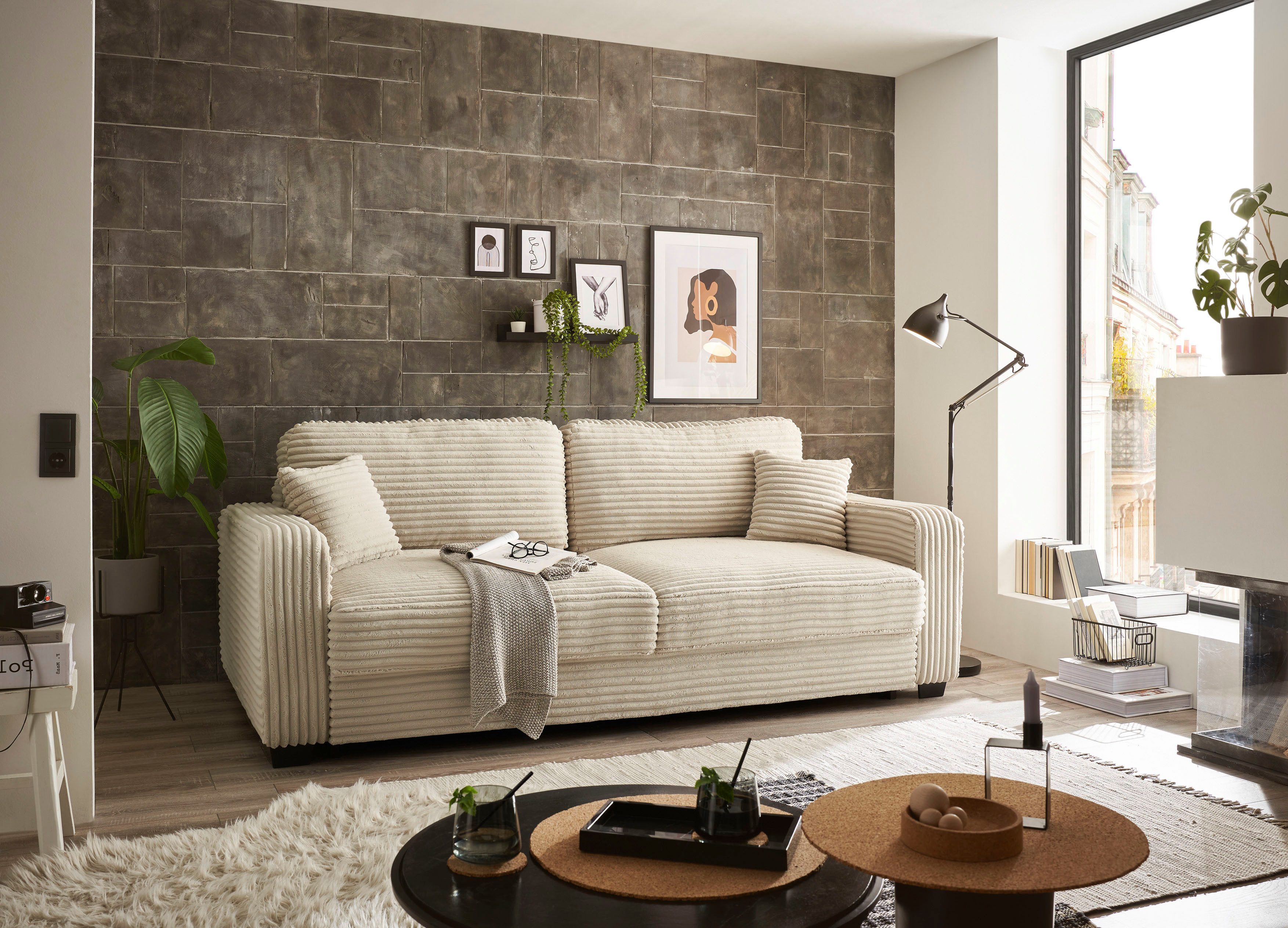 ED EXCITING DESIGN Schlafsofa "Carrara", mit Bettkasten & 2 Zierkissen günstig online kaufen