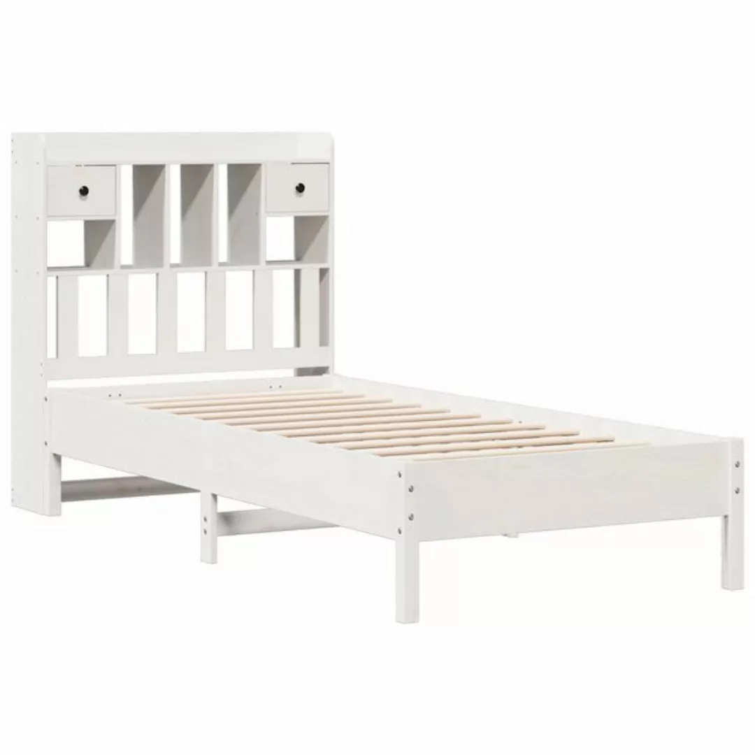 vidaXL Bett Massivholzbett mit Regal ohne Matratze Weiß 75x190 cm Kiefer günstig online kaufen