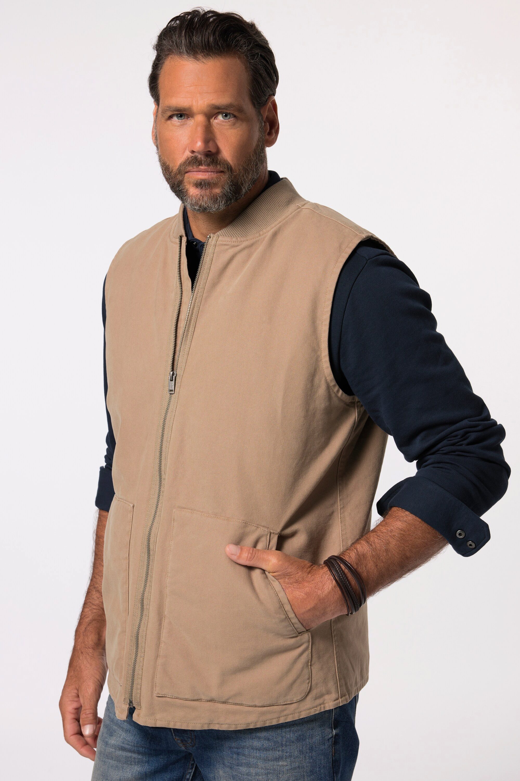 JP1880 Steppweste JP 1880 Canvasweste Collegekragen günstig online kaufen
