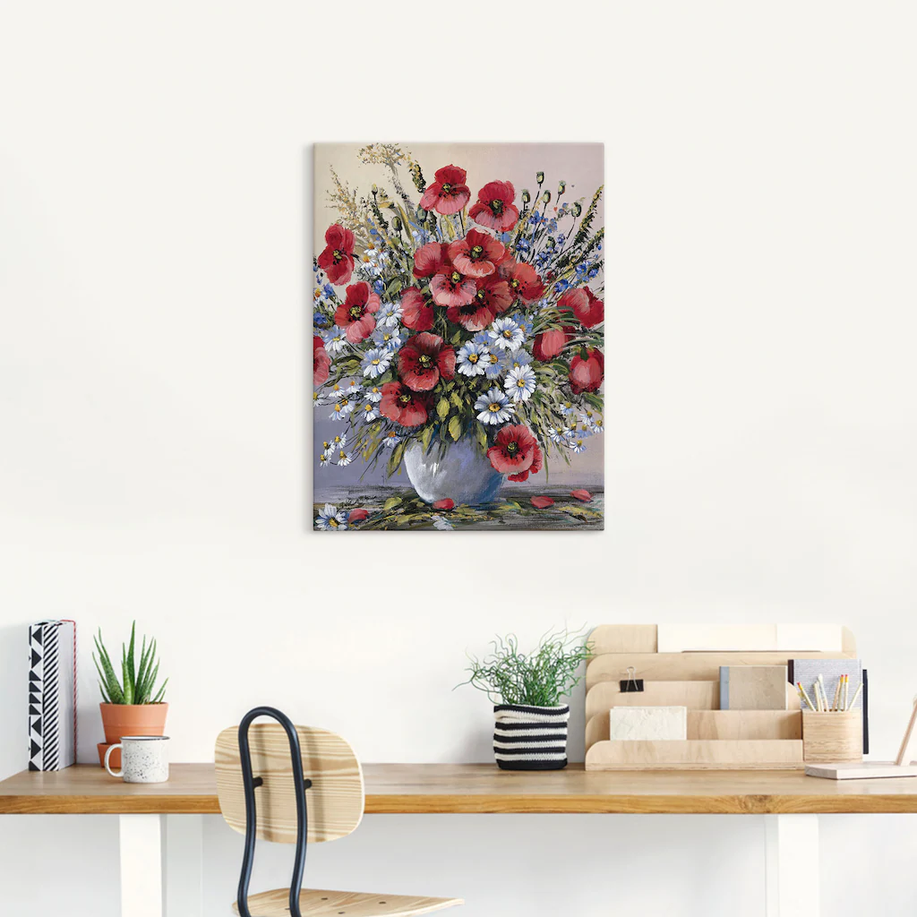 Artland Wandbild "Rote Mohnblumen", Blumen, (1 St.), als Leinwandbild, Post günstig online kaufen
