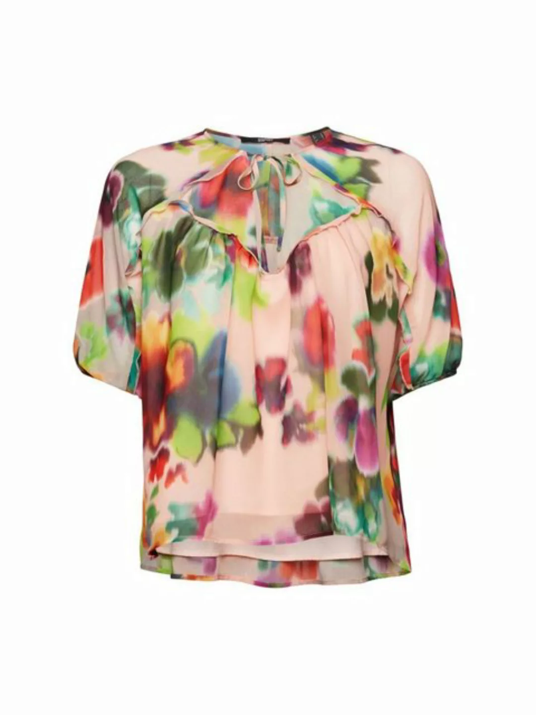 Esprit Collection Kurzarmbluse Chiffonbluse mit Blumenprint günstig online kaufen