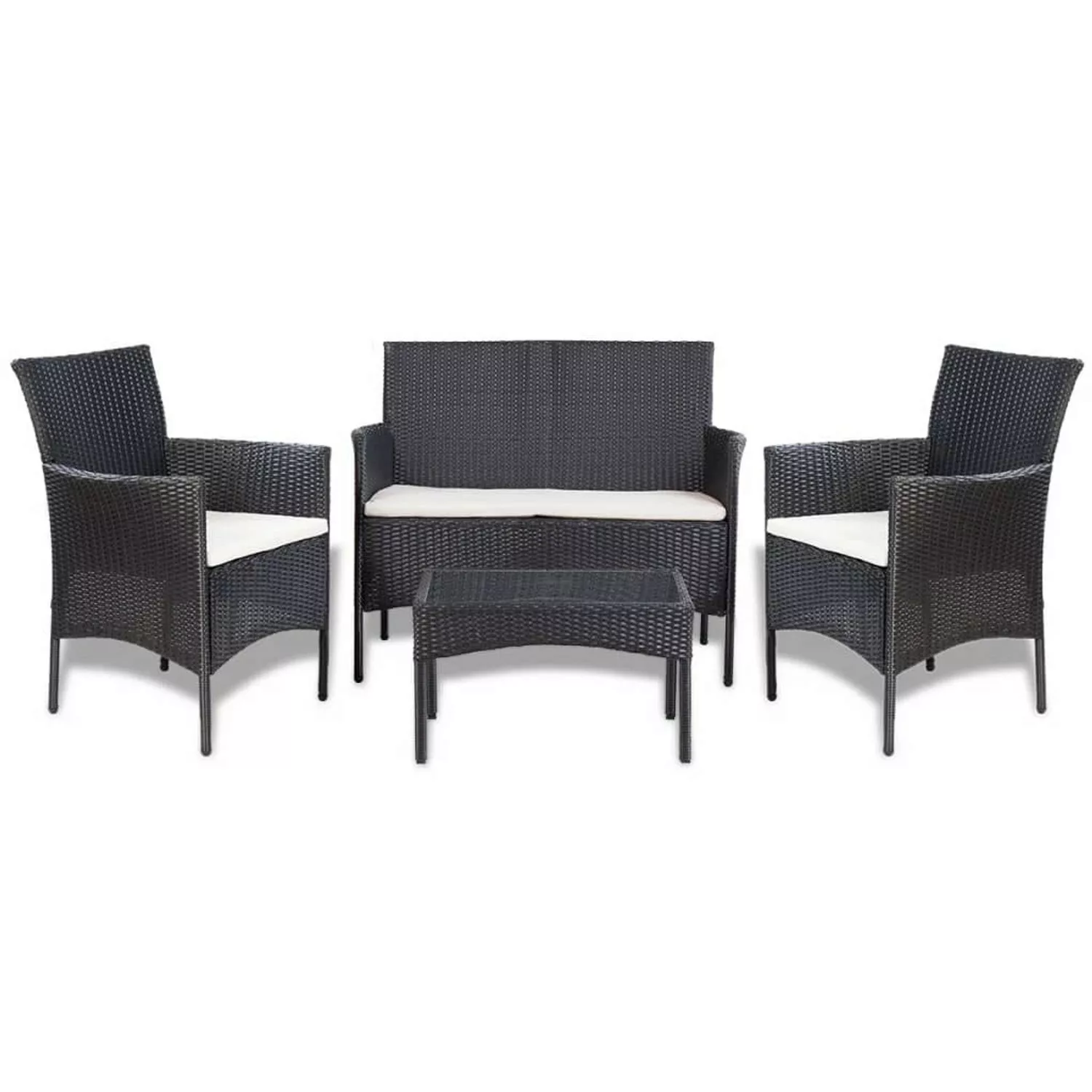 4-tlg. Garten-lounge-set Mit Auflagen Poly Rattan Schwarz günstig online kaufen