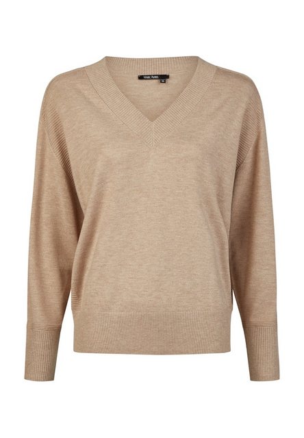 MARC AUREL V-Ausschnitt-Pullover Pullover in Feinstrick-Optik camel melange günstig online kaufen