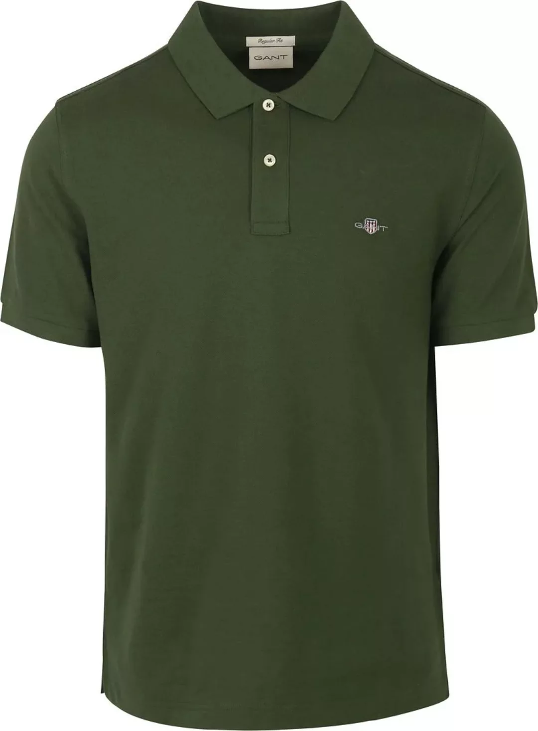 Gant Shield Piqué Poloshirt Dunkelgrün - Größe M günstig online kaufen