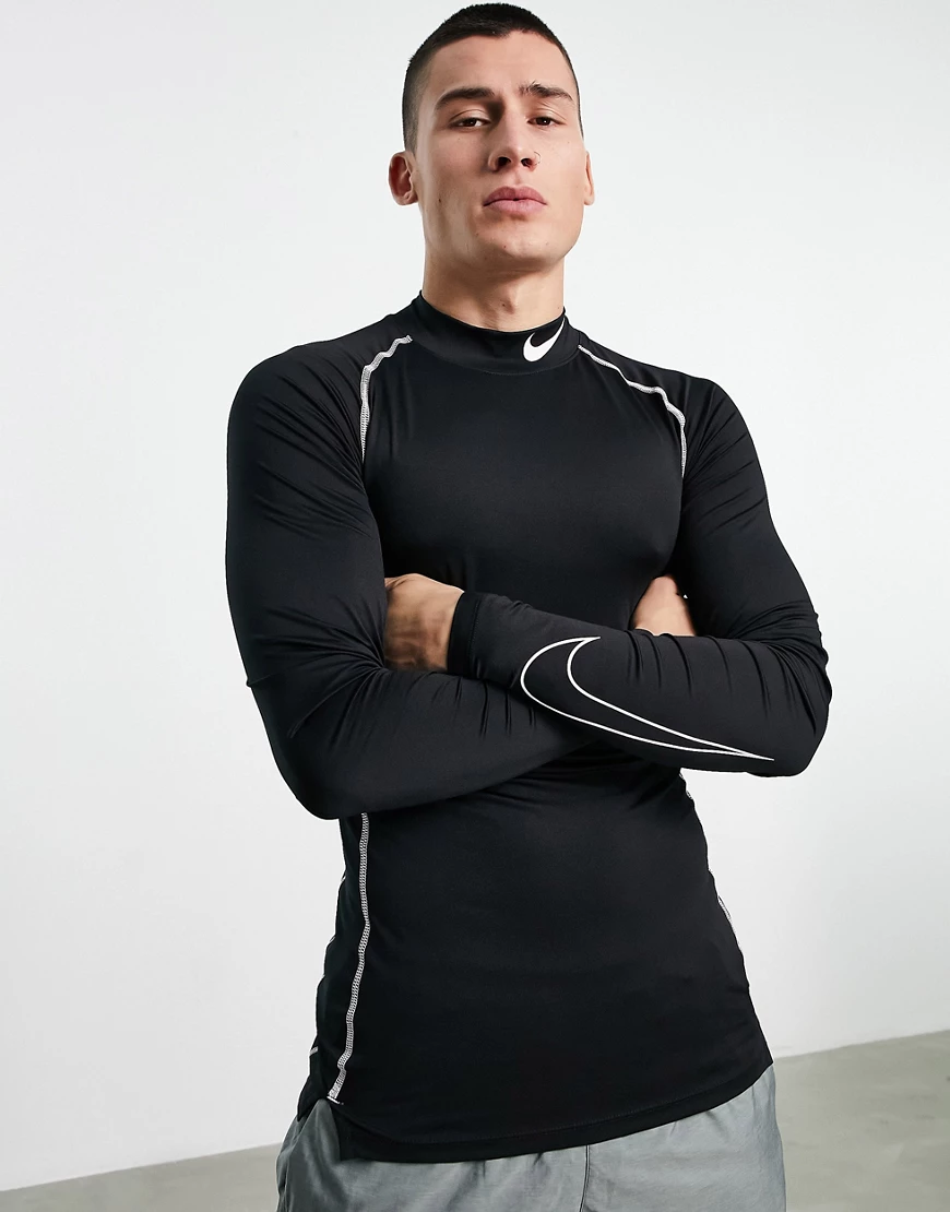 Nike – Pro Training Dri-FIT – Langärmliges, schmales Oberteil in Schwarz mi günstig online kaufen