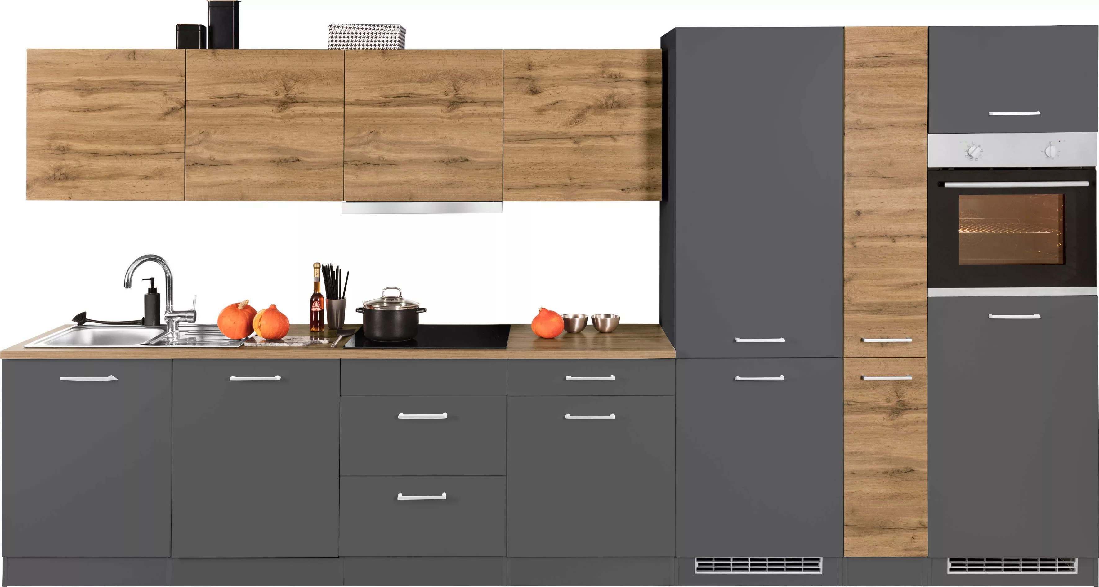 HELD MÖBEL Küchenzeile "Kehl", mit E-Geräten, Breite 390 cm, inkl. Kühl/Gef günstig online kaufen