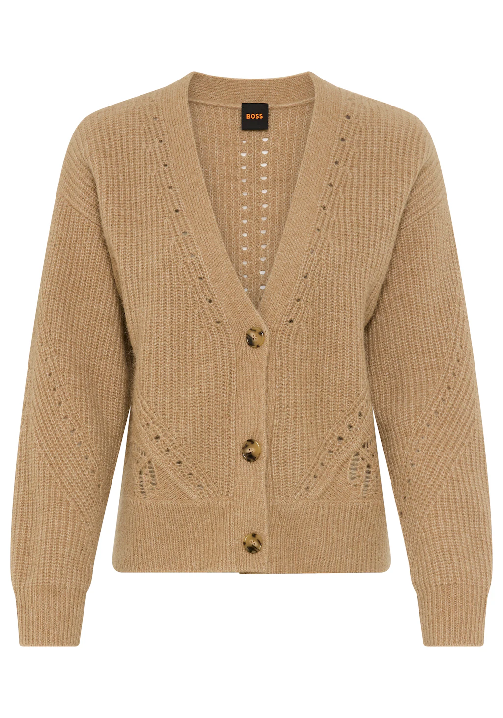 BOSS ORANGE Cardigan "Fortellini Premium Damenmode", mit Ajourstrickmuster günstig online kaufen