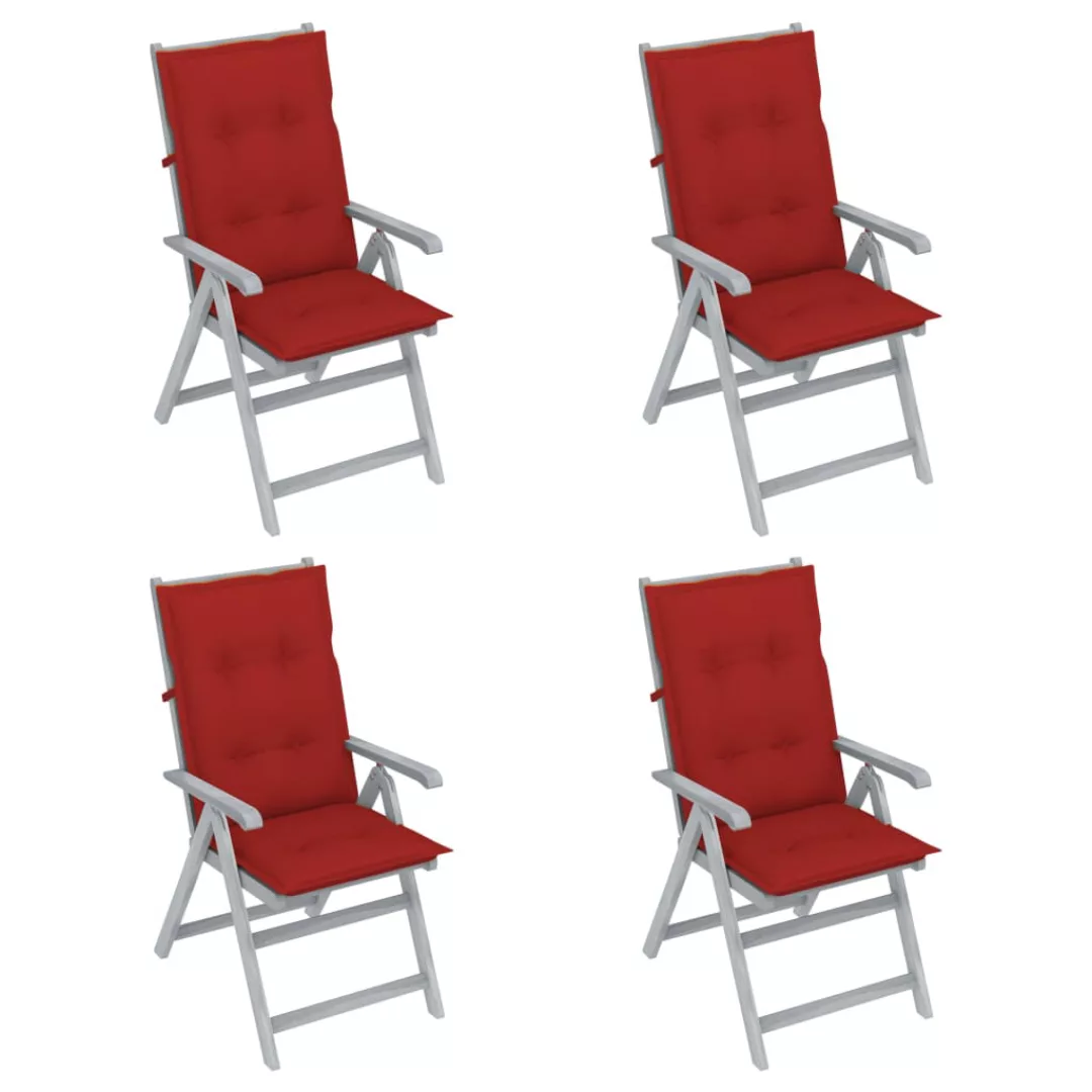 Verstellbare Gartenstühle 4 Stk. Mit Auflagen Massivholz Akazie günstig online kaufen