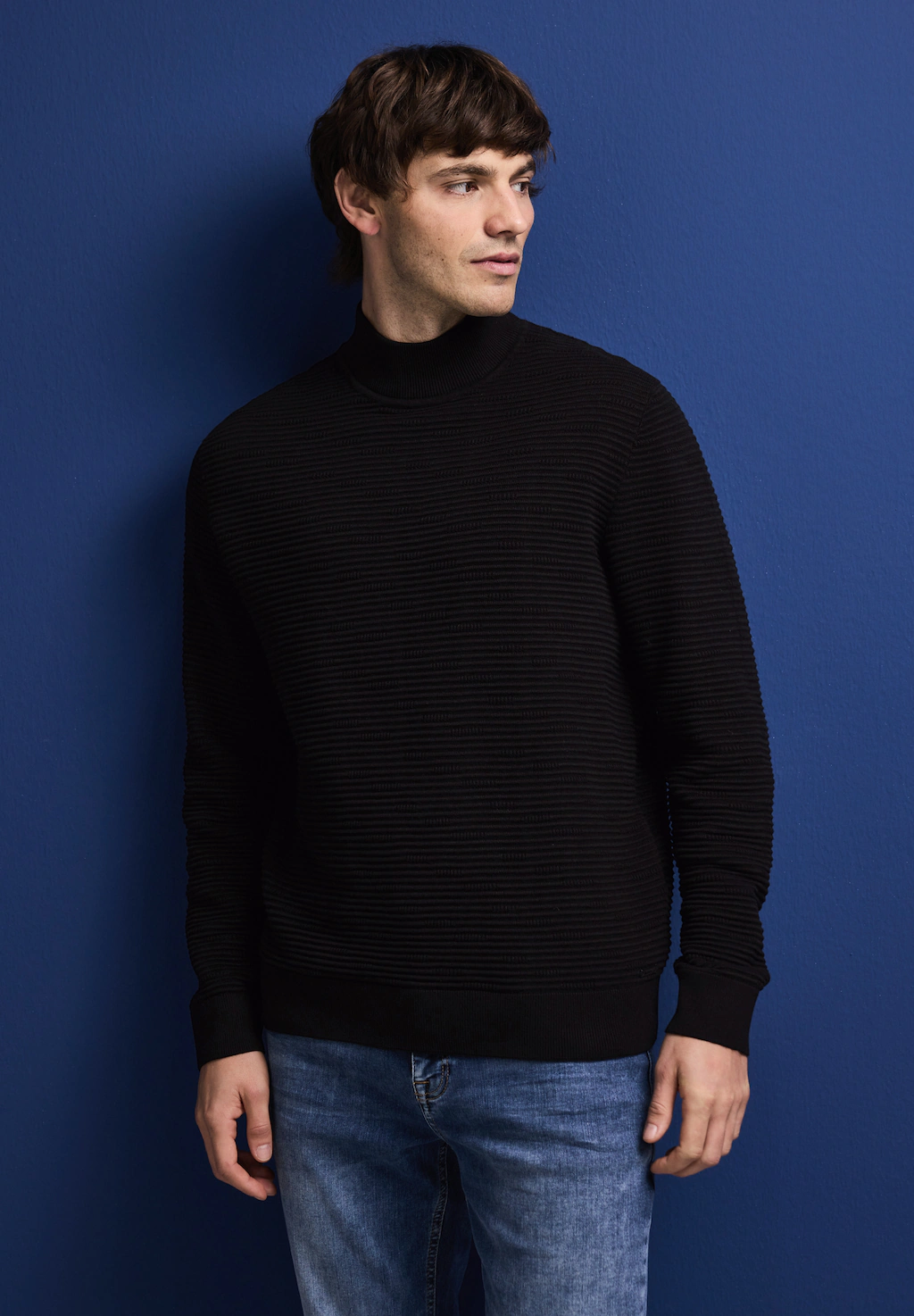 STREET ONE MEN Stehkragenpullover, aus reiner Baumwolle günstig online kaufen