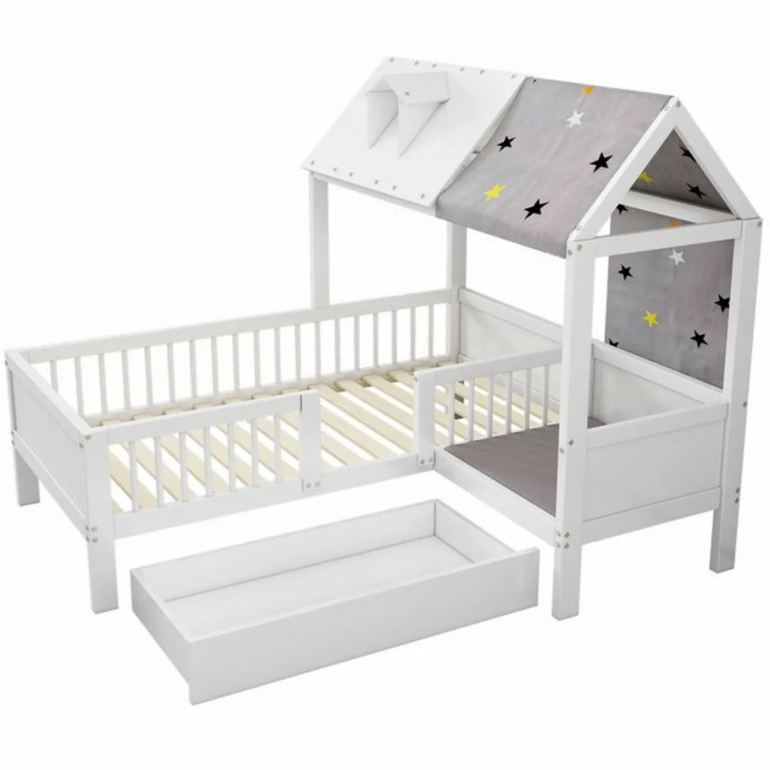 Gotagee Hausbett Einzelbett Kinderbett Holzbett mit Zeltstoff mit Schublade günstig online kaufen