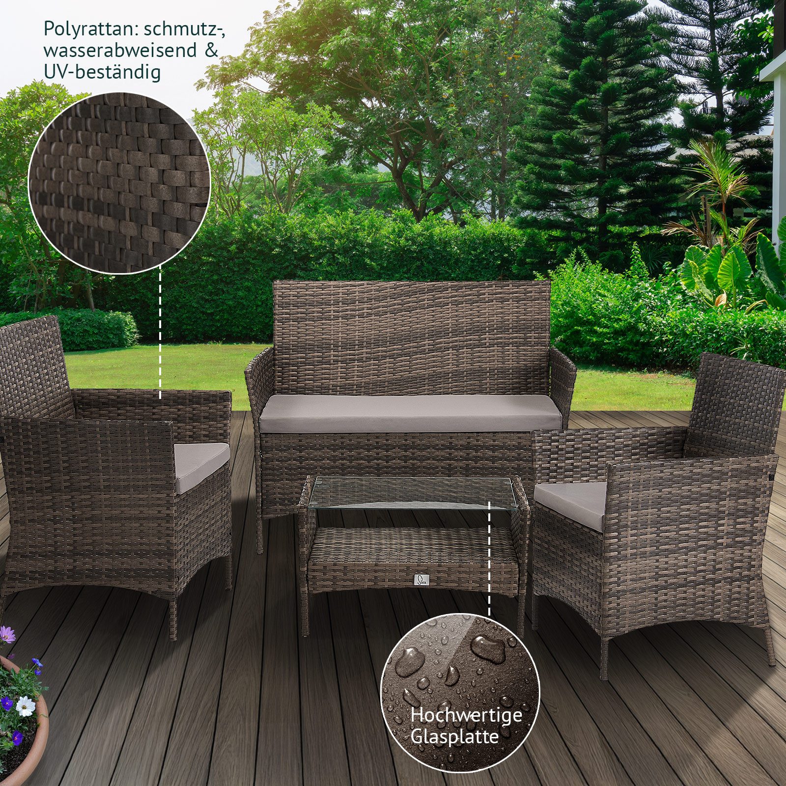 SVITA Sitzgruppe BROOKLYN, (Set, 4-tlg., Gartenlounge), günstig online kaufen