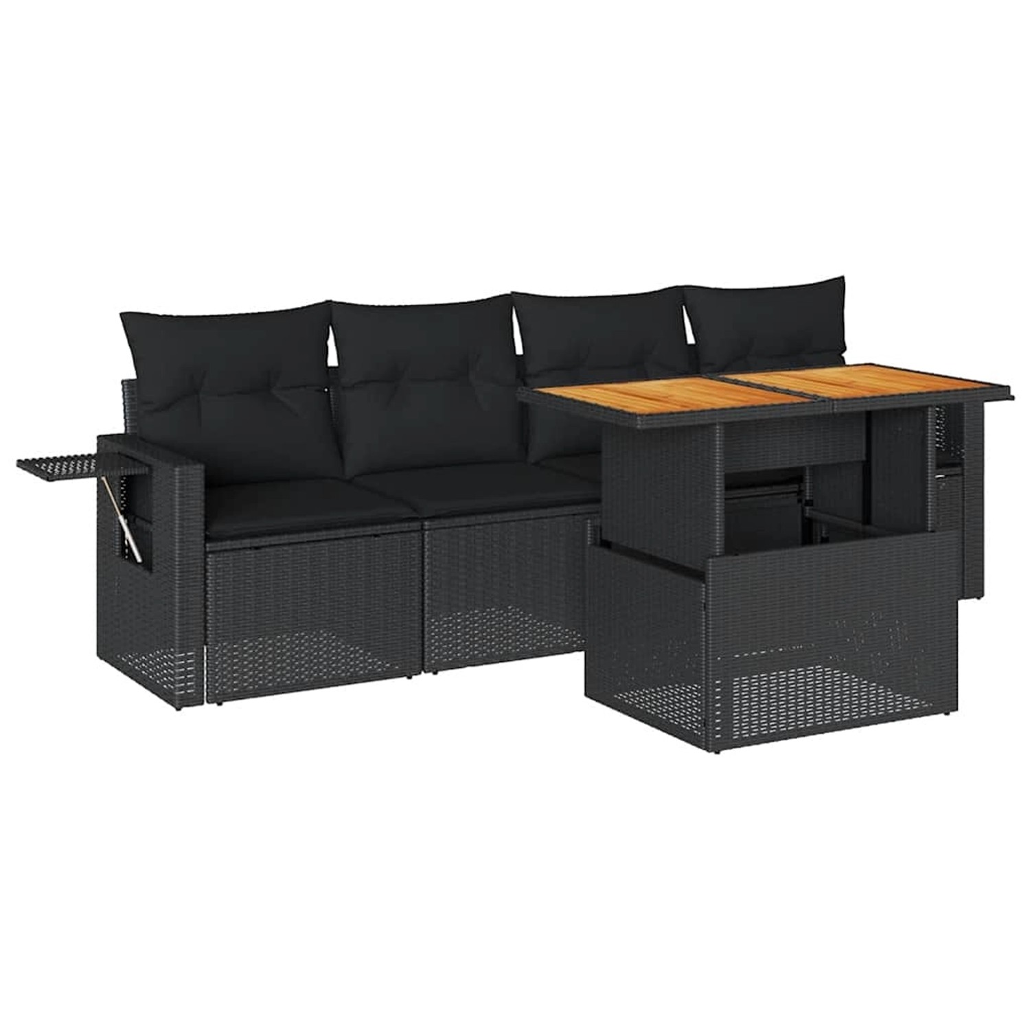 vidaXL 5-Tlg Garten-Sofagarnitur mit Kissen Schwarz Poly Rattan 3327093 günstig online kaufen