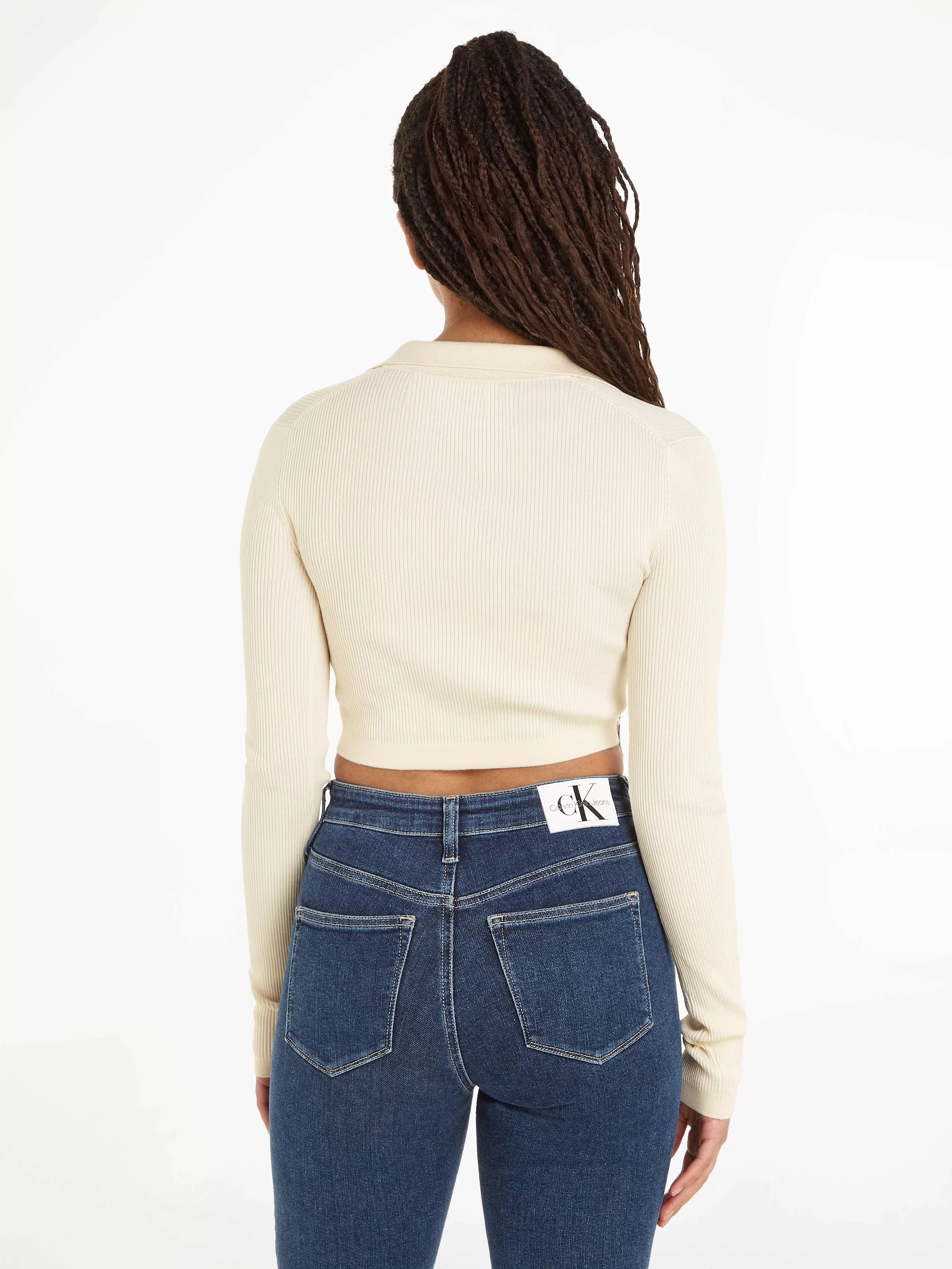 Calvin Klein Jeans V-Ausschnitt-Pullover LABEL TIGHT CROP V-NECK SWEATER günstig online kaufen