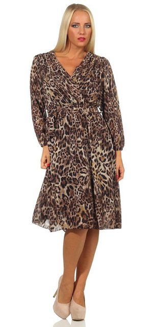 Mississhop Partykleid Damen Wickelkleid Leoprint Kleid Chiffonkleid 341 günstig online kaufen