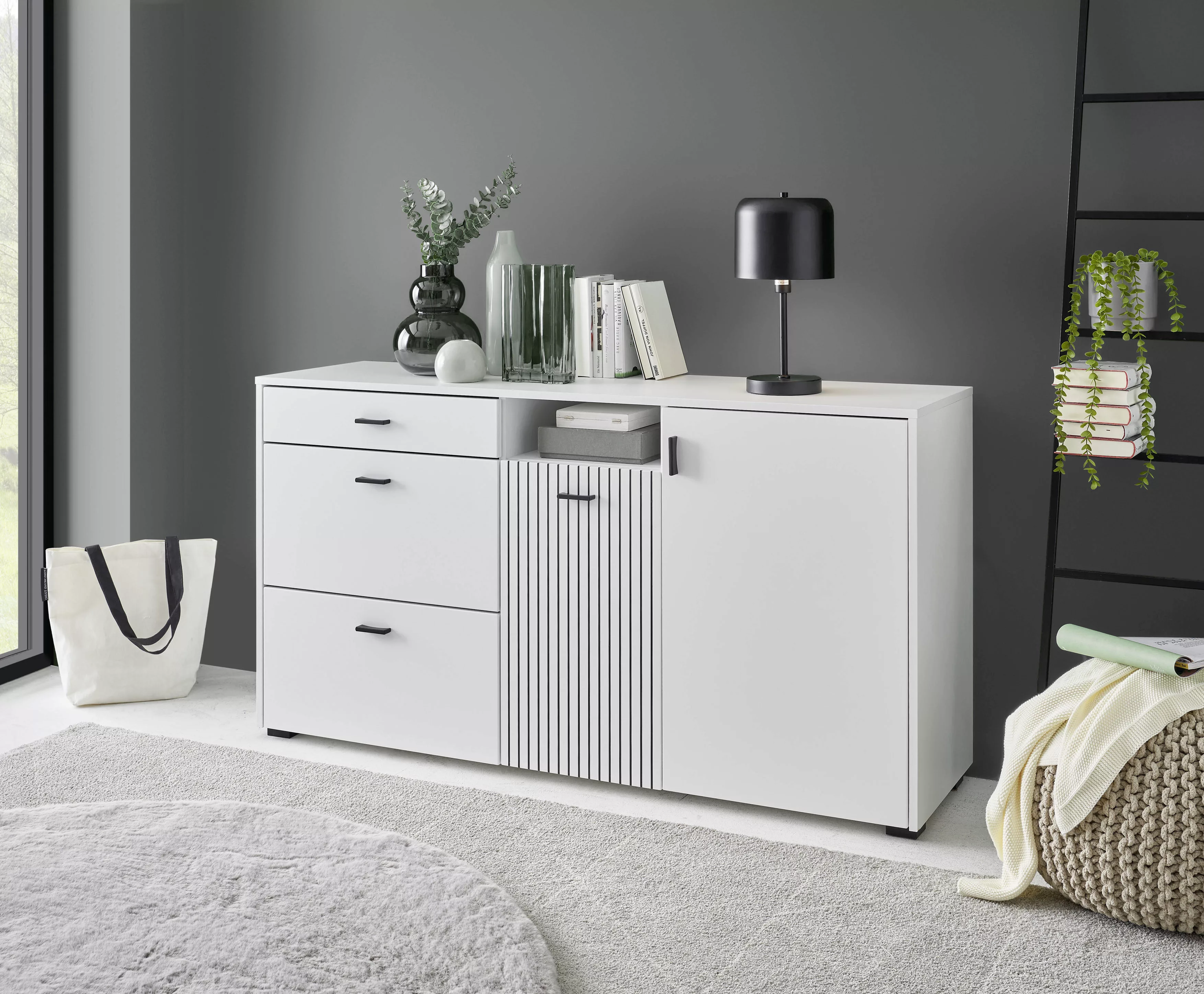 INOSIGN Sideboard "Hudson", in moderner Trendfarbe, Griffe aus Metall (Schw günstig online kaufen