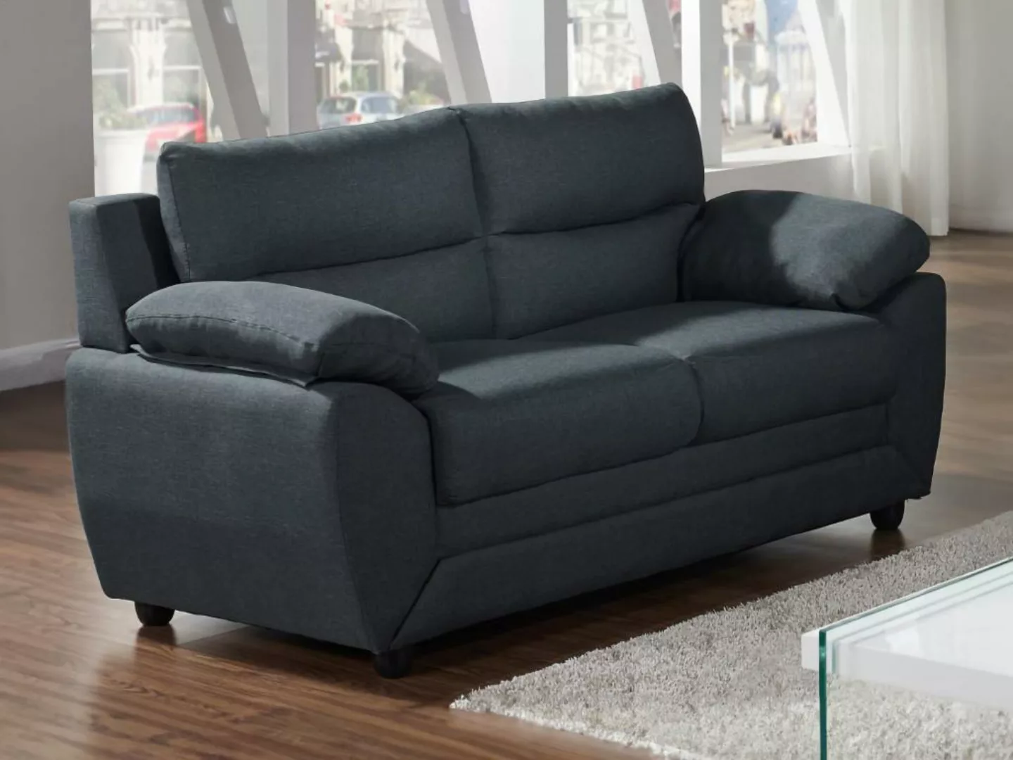 Sofa 2-Sitzer - Stoff - Anthrazit - MANOA günstig online kaufen