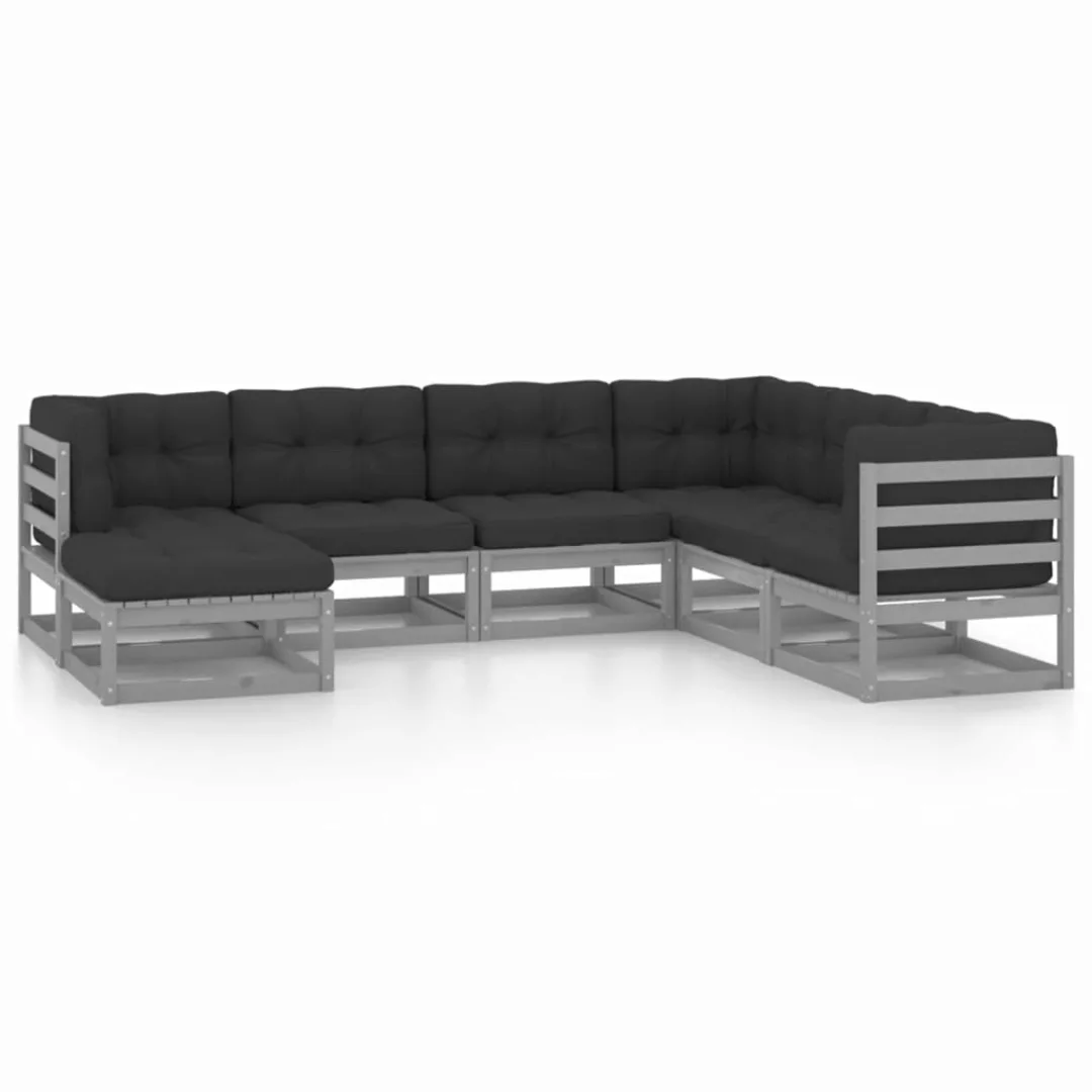 7-tlg. Garten-lounge-set Mit Kissen Kiefer Massivholz günstig online kaufen