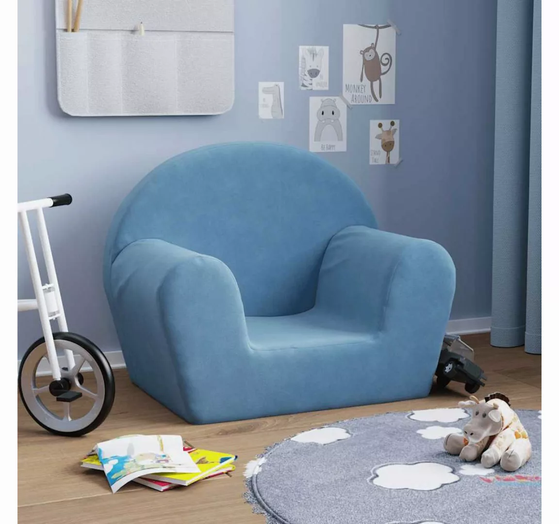 vidaXL Kindersofa, Kindersofa Blau Weich Plüsch günstig online kaufen