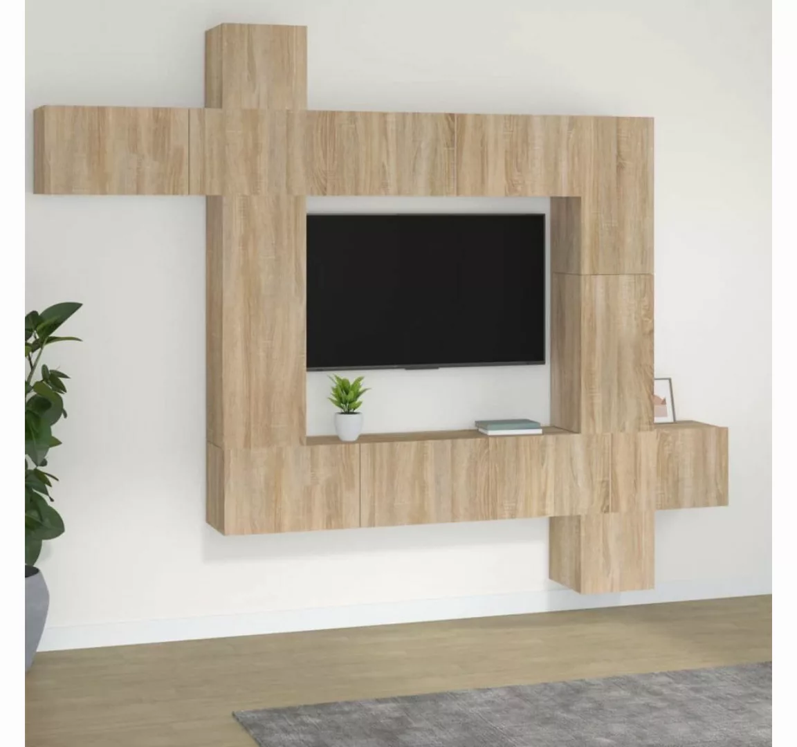 vidaXL TV-Schrank 9-tlg. TV-Schrank-Set Sonoma-Eiche Holzwerkstoff (1-St) günstig online kaufen