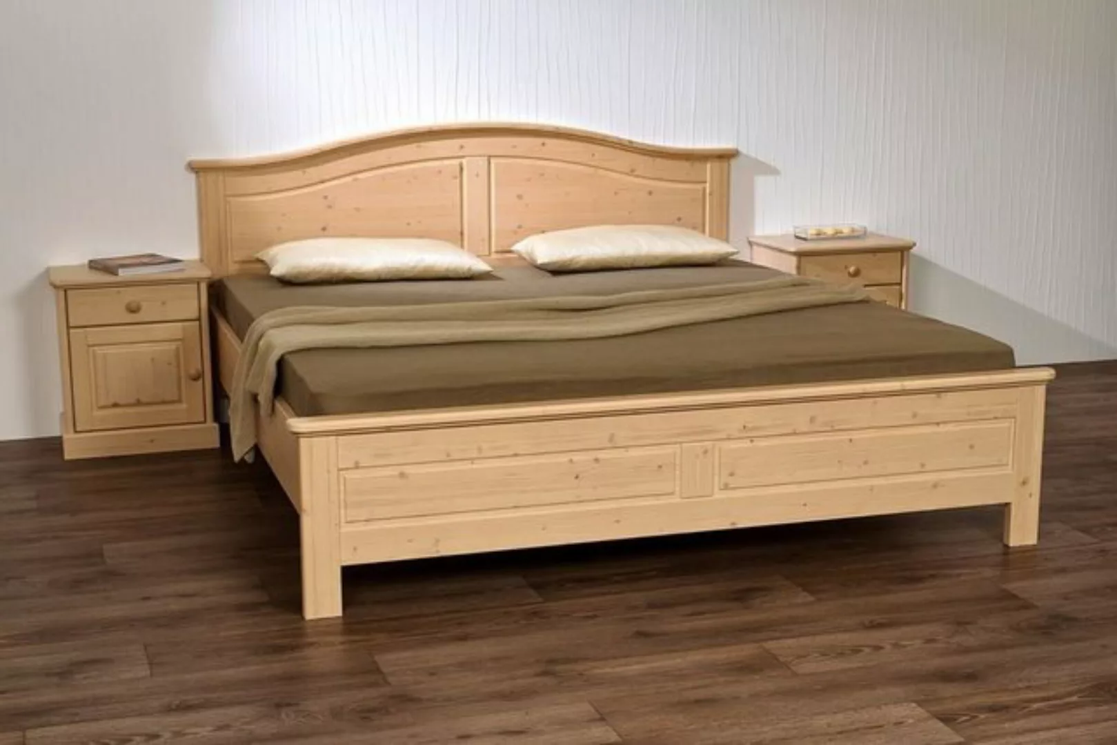 Natur24 Bett Doppelbett Innsbruck 180x200cm in Fichte Weiß lackiert mit Kop günstig online kaufen