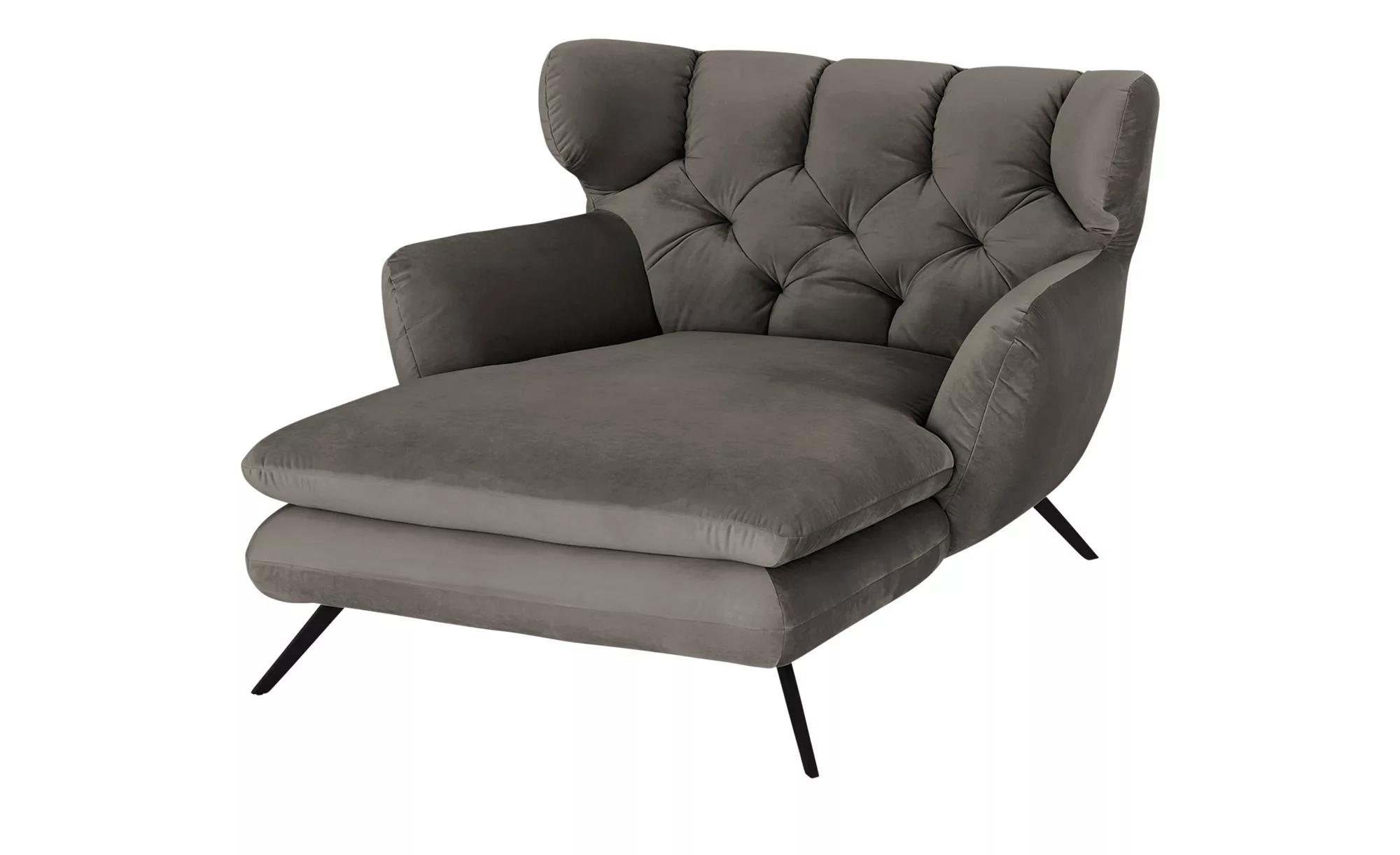 pop Longseat-Sessel Samt Caldara ¦ grau ¦ Maße (cm): B: 126 H: 94 T: 160 Po günstig online kaufen