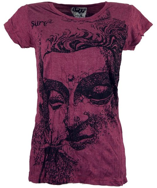 Guru-Shop T-Shirt Sure T-Shirt Buddha - bordeaux Festival, Goa Style, alter günstig online kaufen