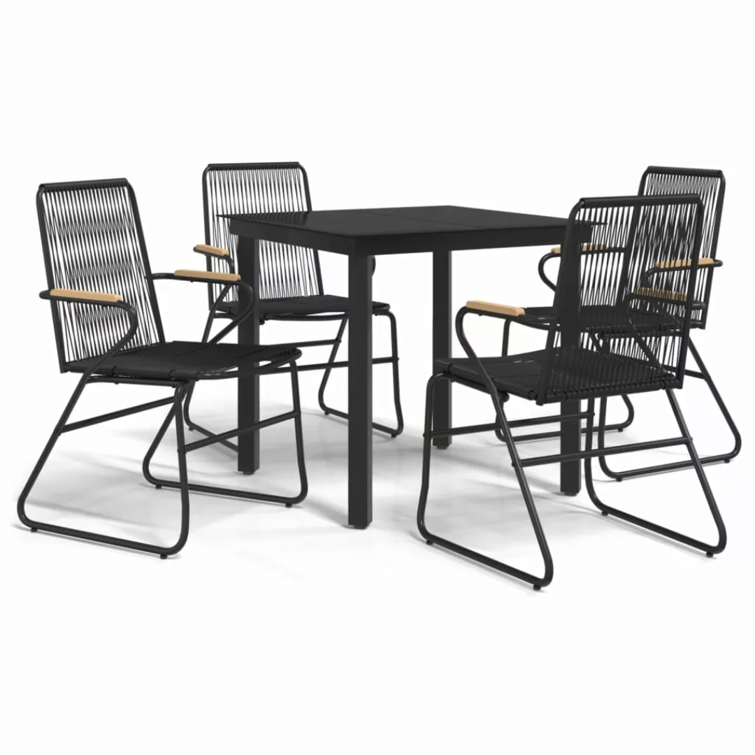 Vidaxl 5-tlg. Garten-essgruppe Schwarz Pvc Rattan günstig online kaufen