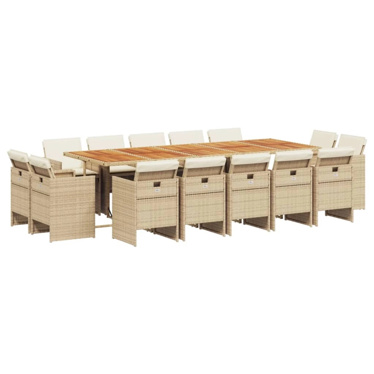 vidaXL 15-Tlg Garten-Essgruppe mit Kissen Beige Poly Rattan 3277827 günstig online kaufen