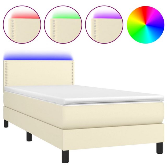 vidaXL Boxspringbett, Boxspringbett mit Matratze & LED Creme 100x200 cm Kun günstig online kaufen