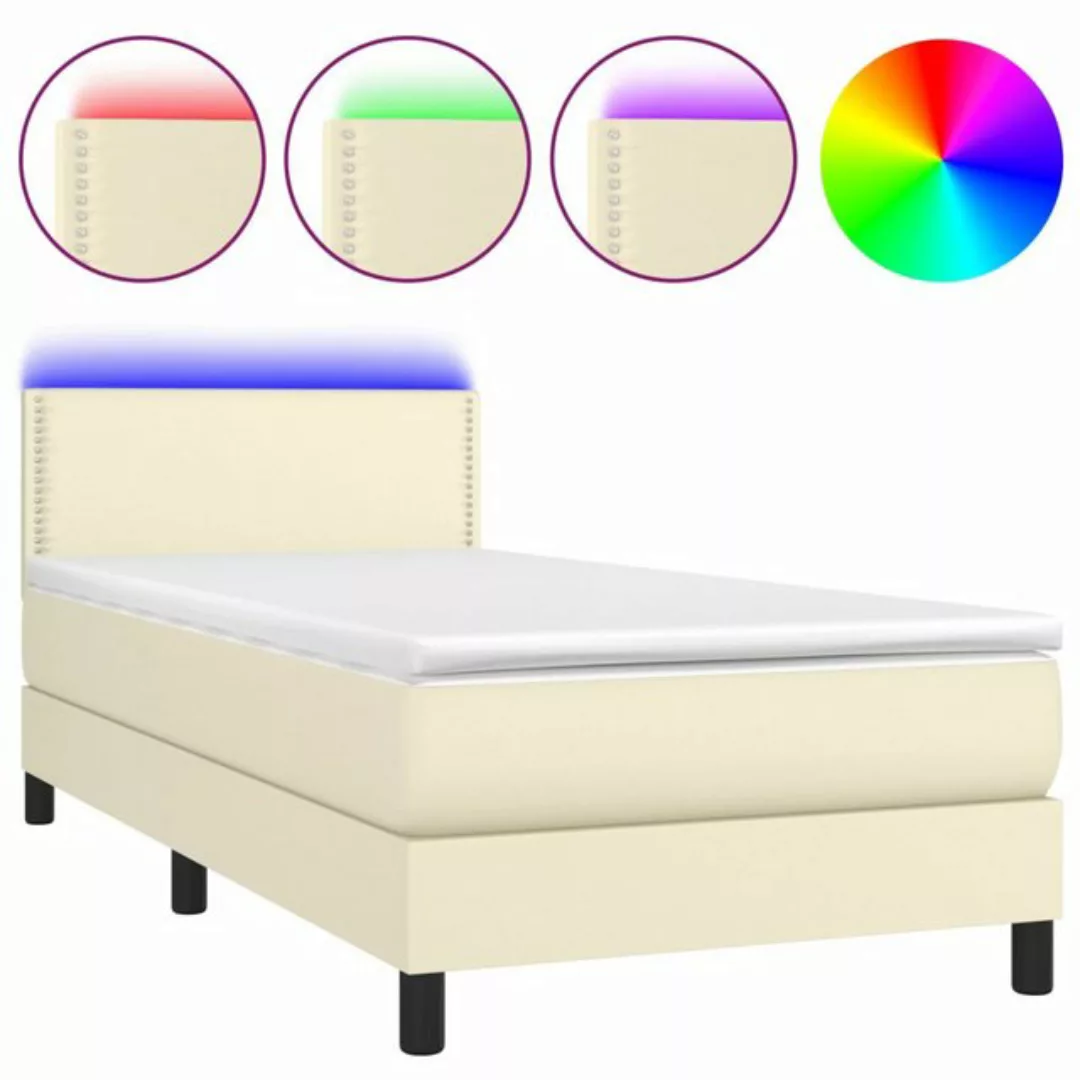 vidaXL Boxspringbett, Boxspringbett mit Matratze & LED Creme 100x200 cm Kun günstig online kaufen