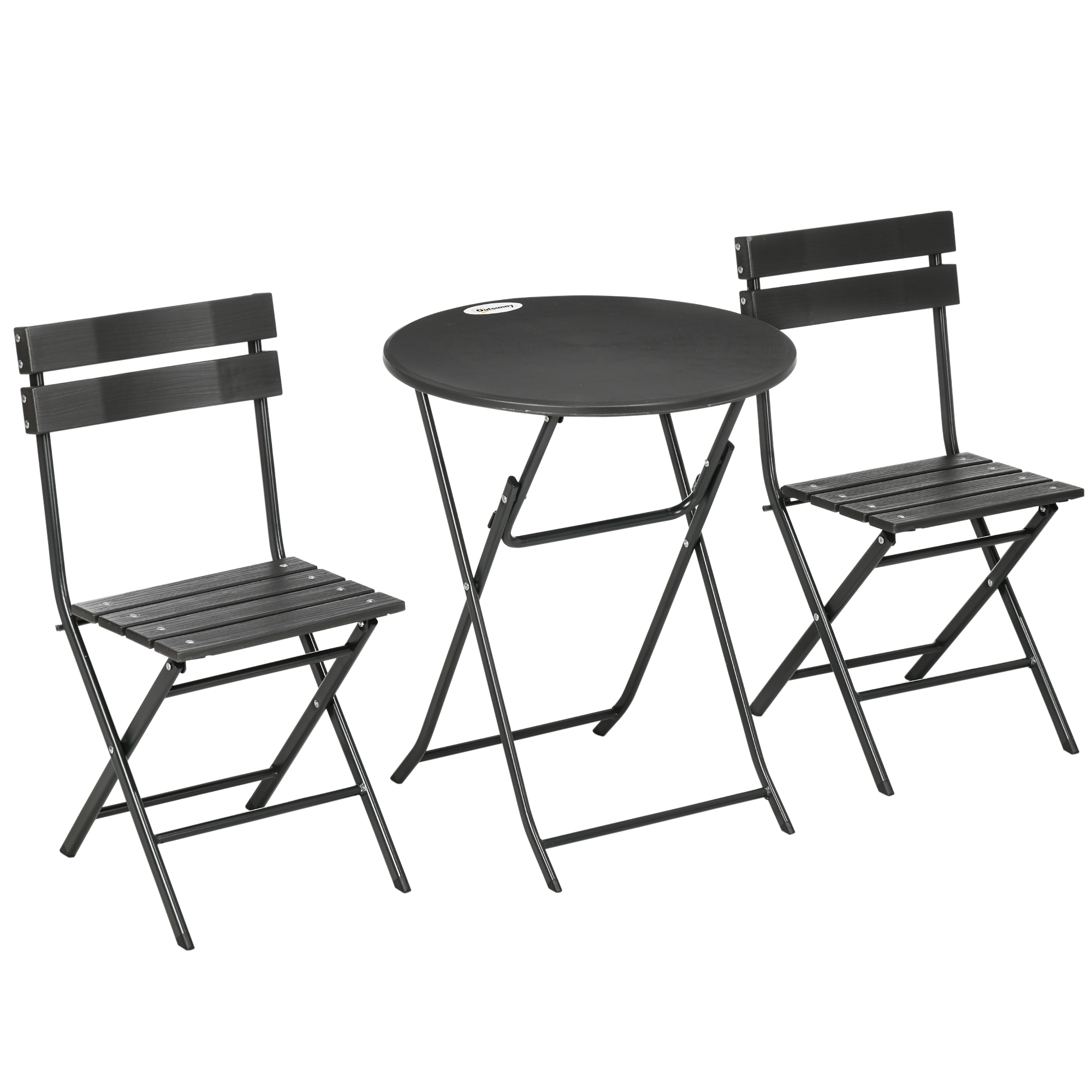 Outsunny Gartenmöbel Set 3-teilig mit 2 klappbaren Stühlen und Tisch aus St günstig online kaufen