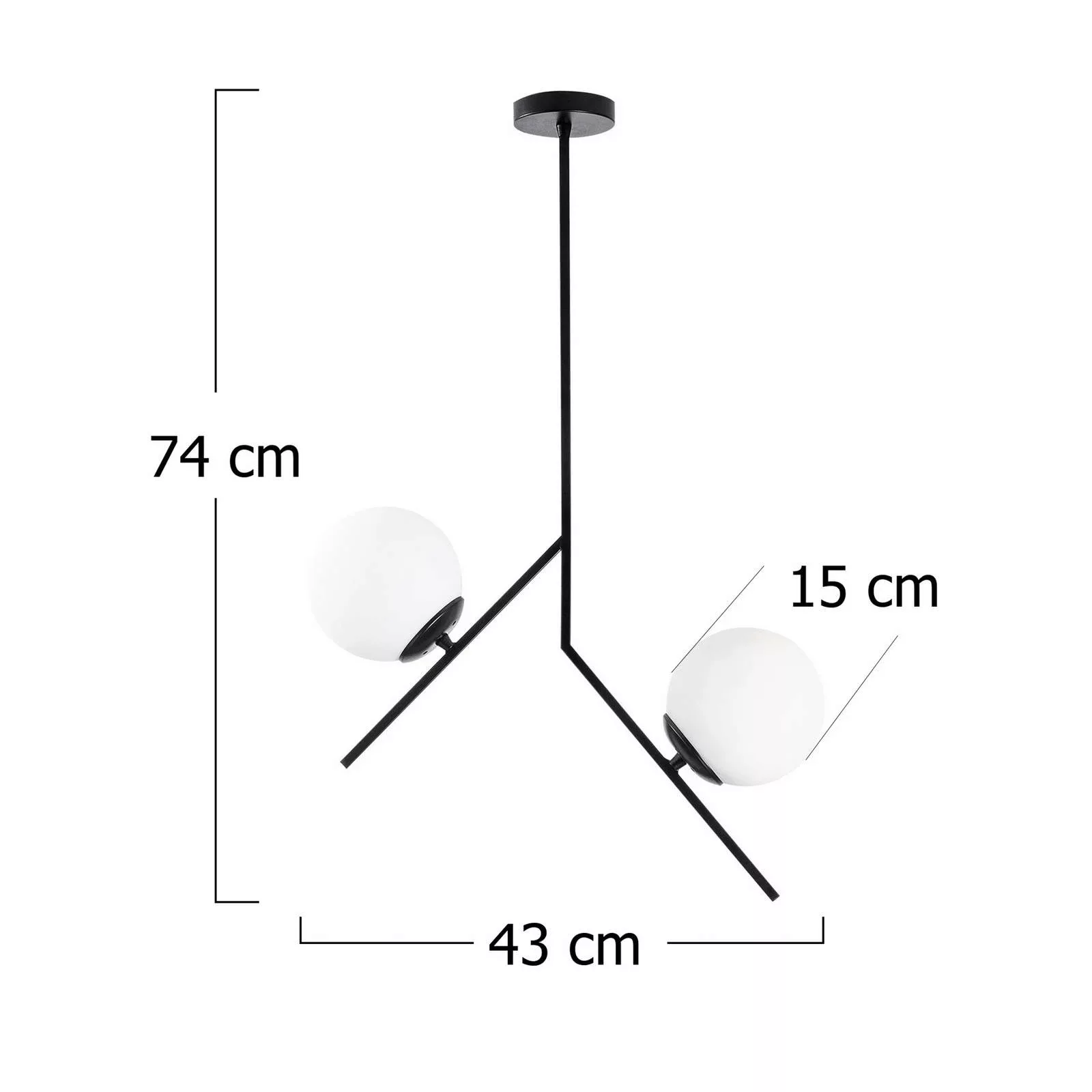 Hängelampe Dolunay 144-AV schwarz zwei Glasschirme günstig online kaufen