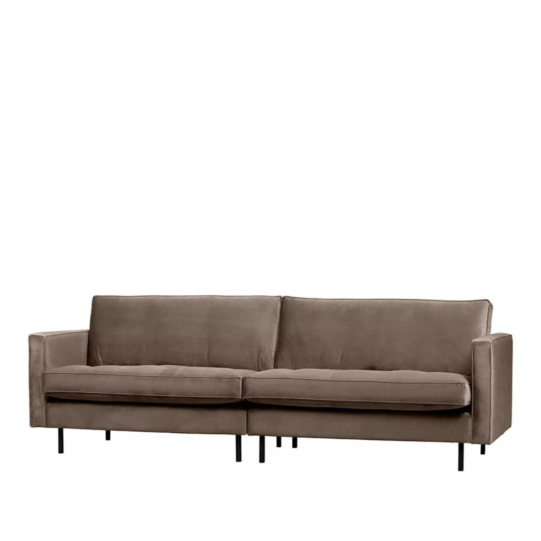 Retro Sofa in Taupe Samt 275 cm breit günstig online kaufen