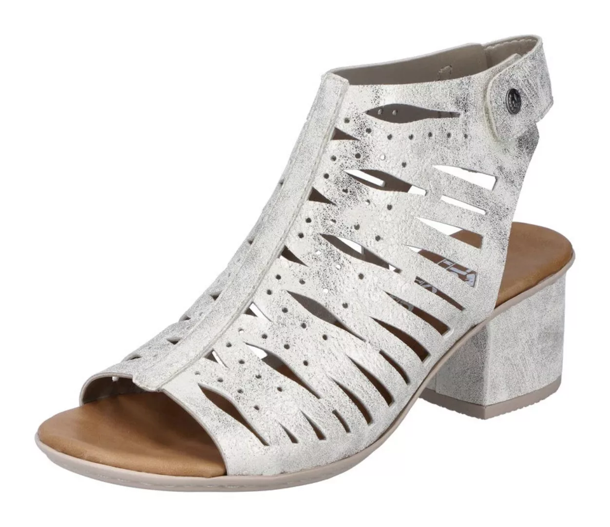 Rieker Sandalette, Sommerschuh, Sandale, Blockabsatz, im Metallic-Look günstig online kaufen