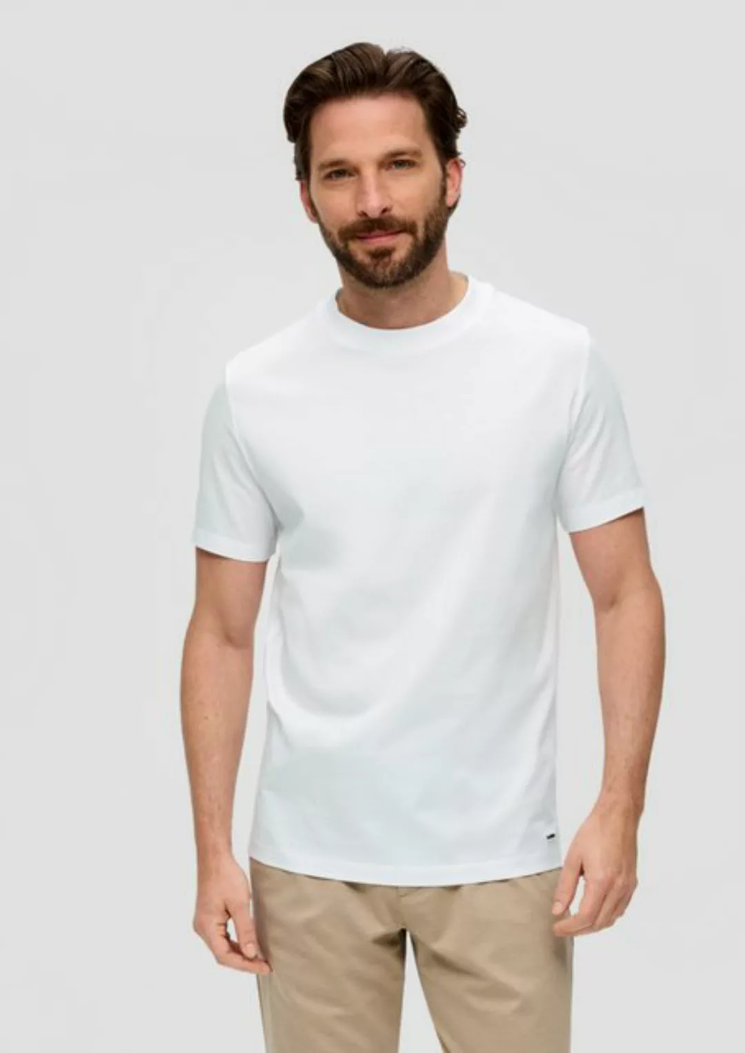 s.Oliver BLACK LABEL Kurzarmshirt Jerseyshirt aus merzerisierter Baumwolle günstig online kaufen