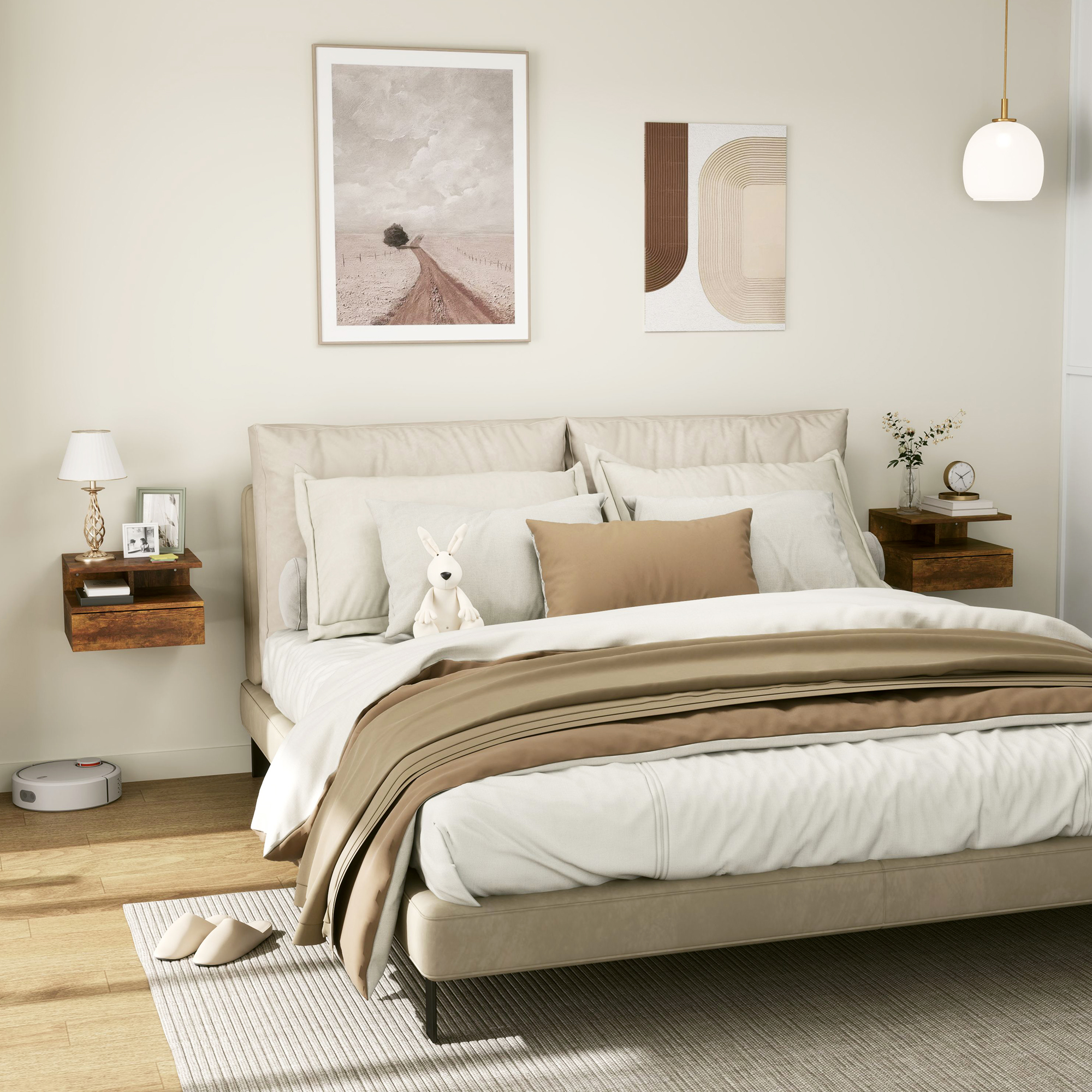 HOMCOM Set mit 2 Schwebende Nachttische für Schlafzimmer, Moderne Nachttisc günstig online kaufen