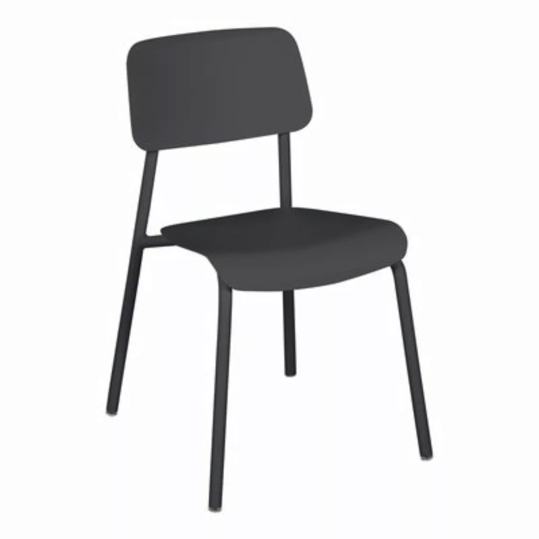 Stapelbarer Stuhl Studie metall grau schwarz / Aluminium - Fermob - Schwarz günstig online kaufen