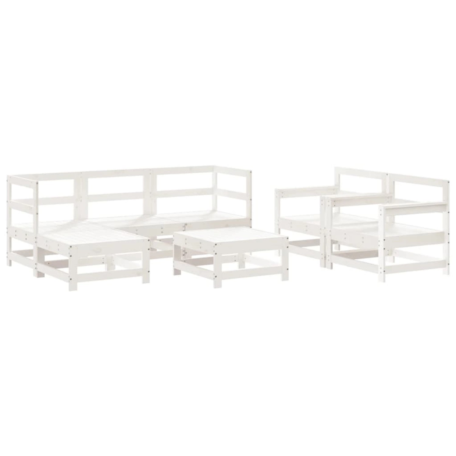 vidaXL 7-Tlg Garten-Lounge-Set Weiß Massivholz Kiefer 3186243 günstig online kaufen