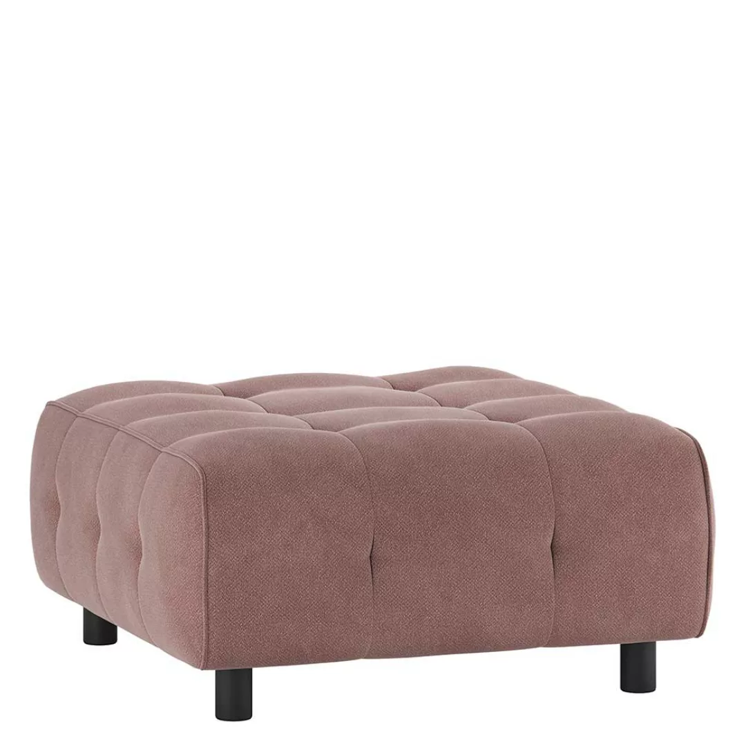 Webstoff Couch Hocker Mauve in quadratischer Form Vierfußgestell aus Holz günstig online kaufen