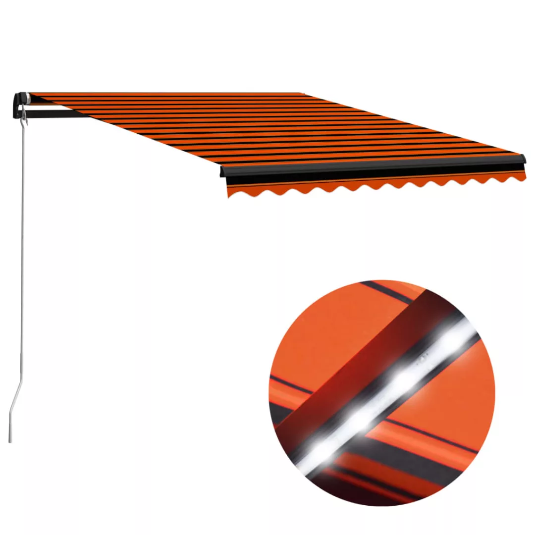 Einziehbare Markise Handbetrieben Led 300x250 Cm Orange Braun günstig online kaufen
