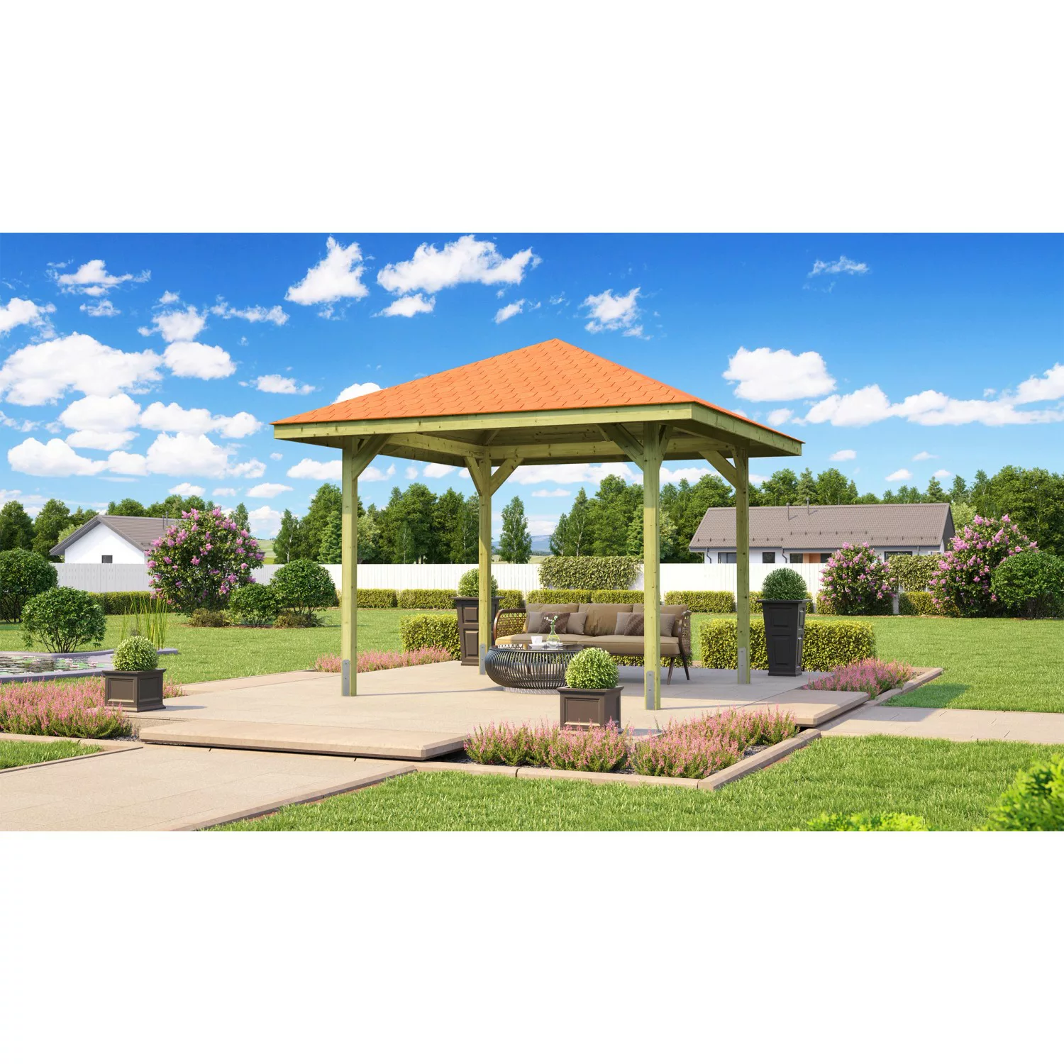 weka Pavillon "Gartenoase 651 Gr.2, inkl. roten Dachschindeln", 19 mm Massi günstig online kaufen