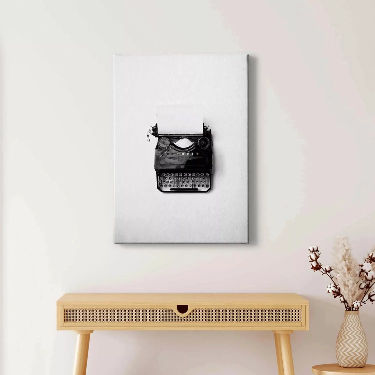 Bricoflor Retro Bild Mit Schreibmaschine Schwarz Weiß Bild Auf Leinwand Für günstig online kaufen